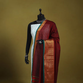 Maroon - dharwad cotton dupatta with zari border 30