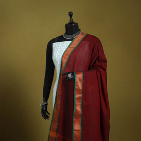Maroon - dharwad cotton dupatta with zari border 32