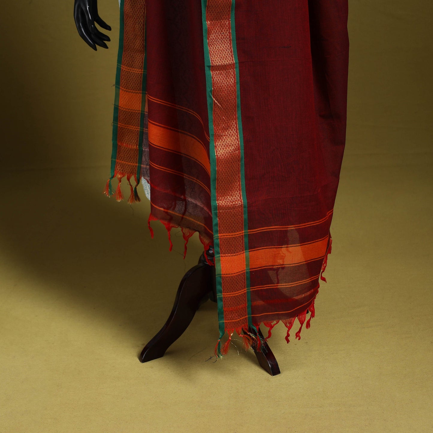 Maroon - dharwad cotton dupatta with zari border 32