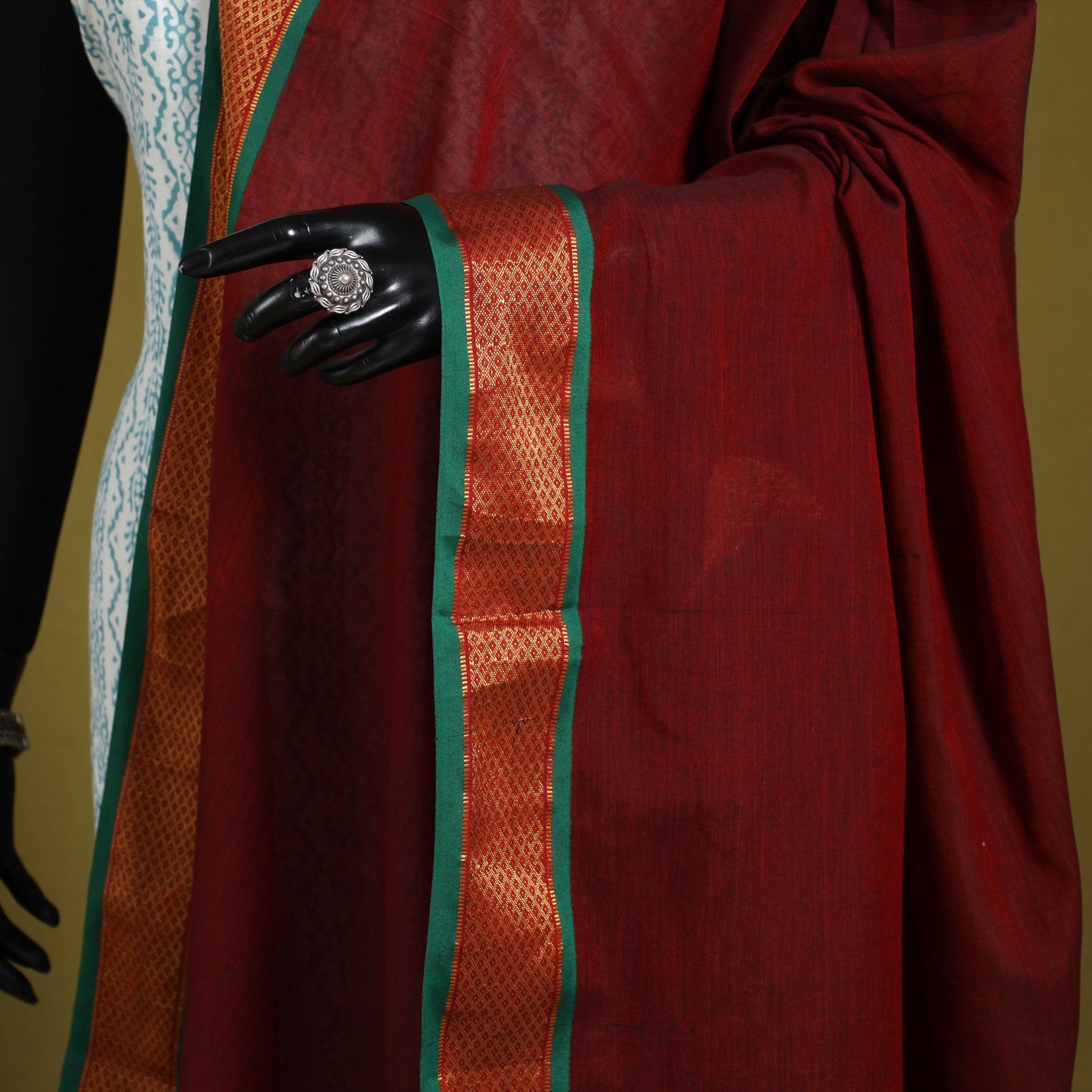 Maroon - dharwad cotton dupatta with zari border 32