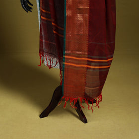 Maroon - dharwad cotton dupatta with zari border 33