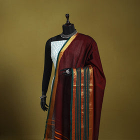 Maroon - dharwad cotton dupatta with zari border 34