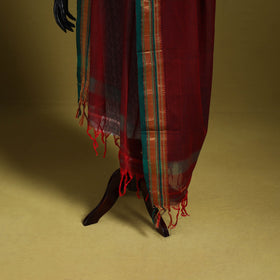 Maroon - dharwad cotton dupatta with zari border 45