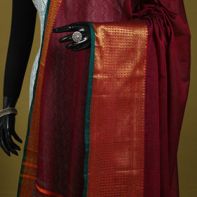 Maroon - dharwad cotton dupatta with zari border 49
