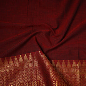 Maroon - dharwad cotton fabric with border 05 - handcrafted