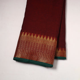 Maroon - dharwad cotton fabric with border 05 - handcrafted