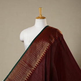 Maroon - dharwad cotton fabric with border 05 - handcrafted