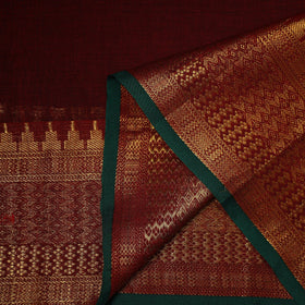 Maroon - dharwad cotton fabric with border 05 - handcrafted