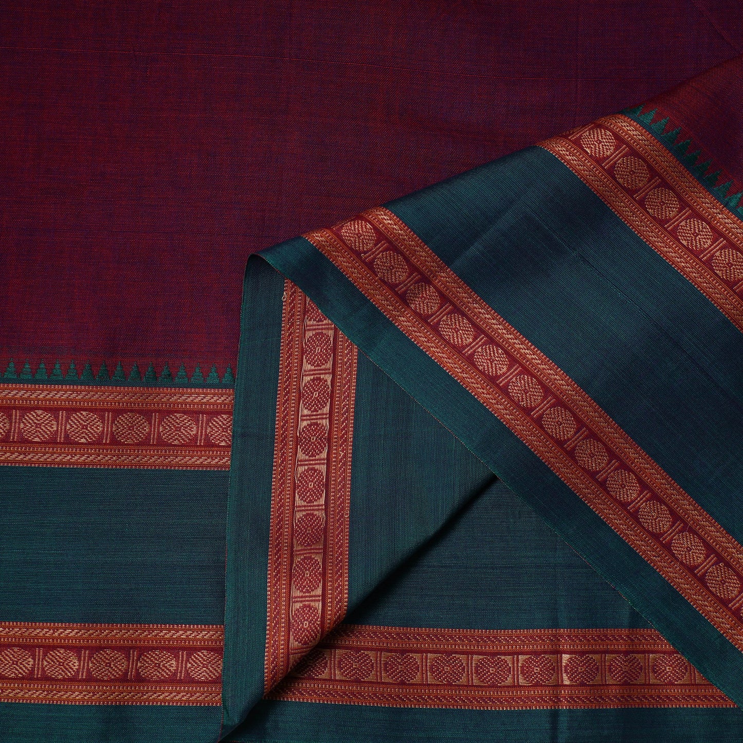 Maroon - dharwad cotton fabric with border 07 - handcrafted