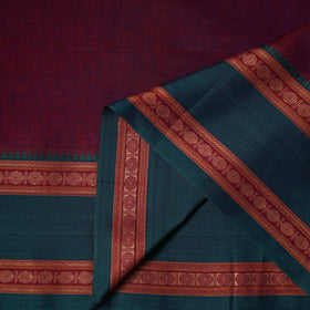 Maroon - dharwad cotton fabric with border 07 - handcrafted