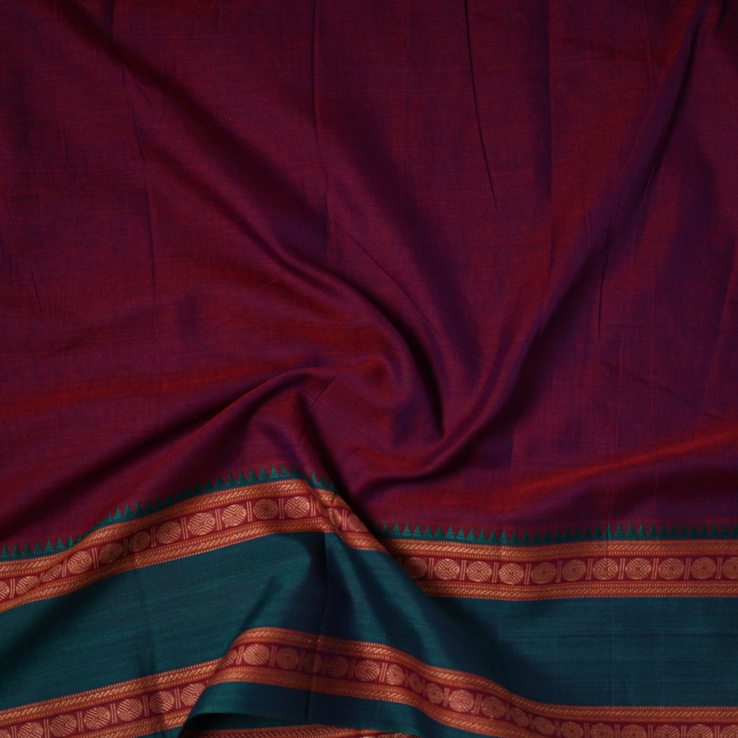 Maroon - dharwad cotton fabric with border 07 - handcrafted