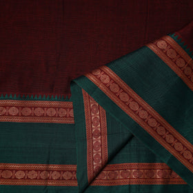 Maroon - dharwad cotton fabric with border 08 - handcrafted