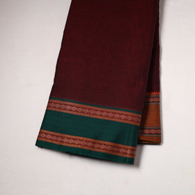 Maroon - dharwad cotton fabric with border 08 - handcrafted