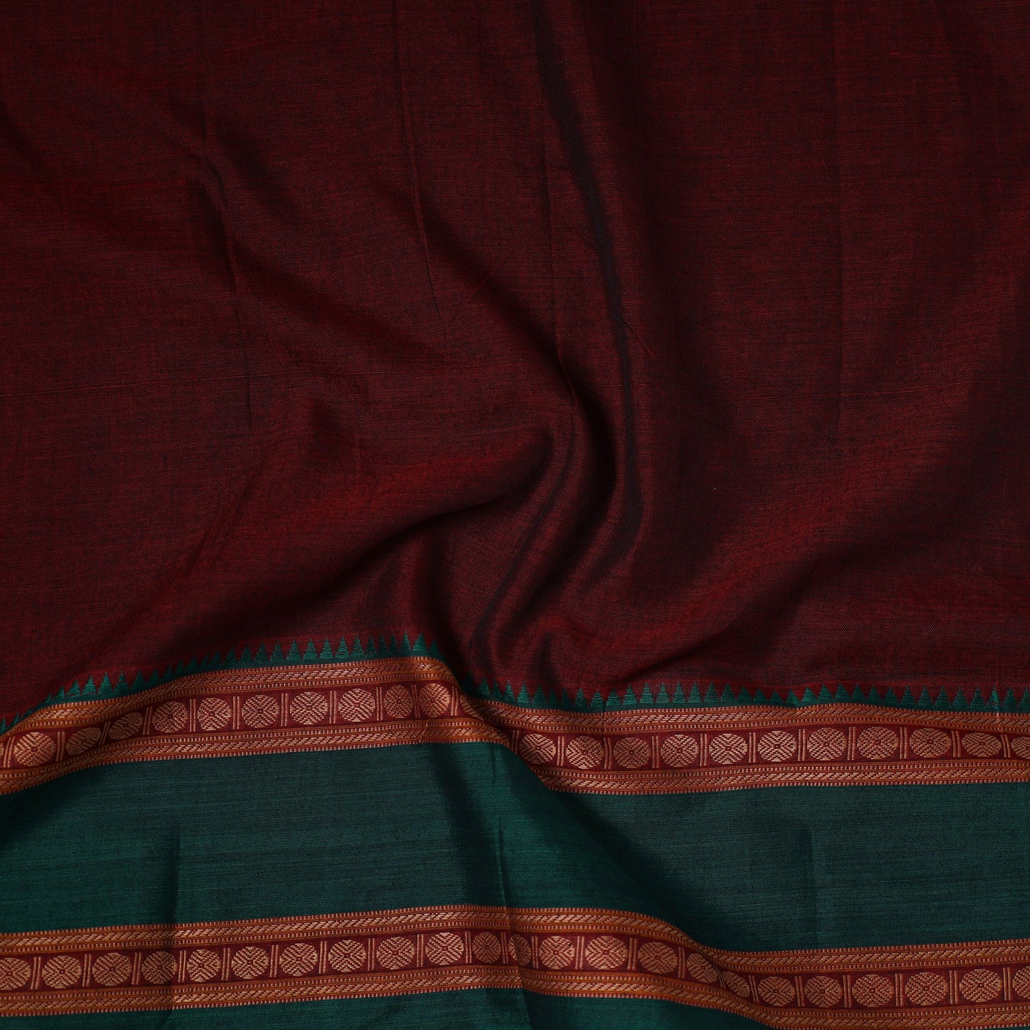 Maroon - dharwad cotton fabric with border 08 - handcrafted