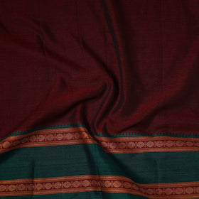 Maroon - dharwad cotton fabric with border 08 - handcrafted