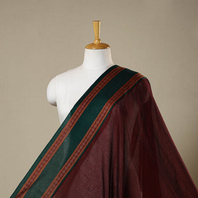 Maroon - dharwad cotton fabric with border 08 - handcrafted