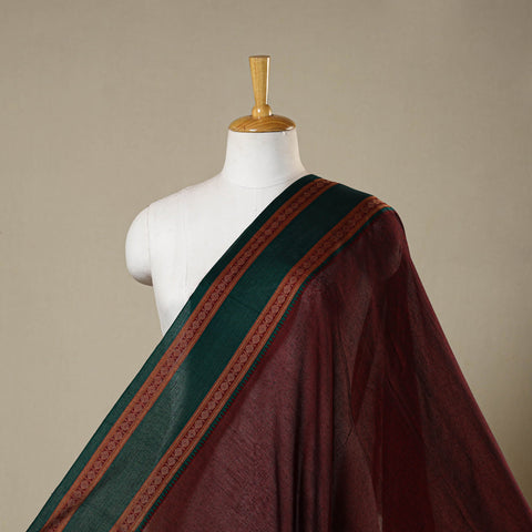Maroon - dharwad cotton fabric with border 08 - handcrafted