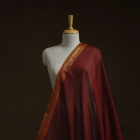 Maroon - dharwad cotton fabric with border 17 - handcrafted