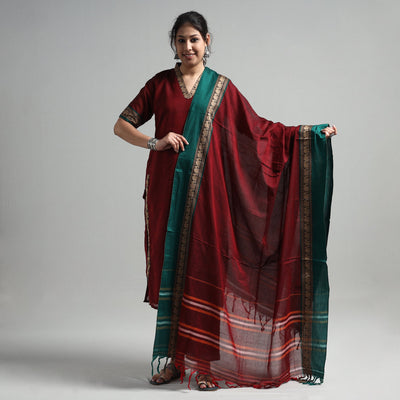 Maroon - dharwad cotton kurta with palazzo & dupatta set
