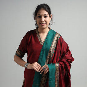 Maroon - dharwad cotton kurta with palazzo & dupatta set