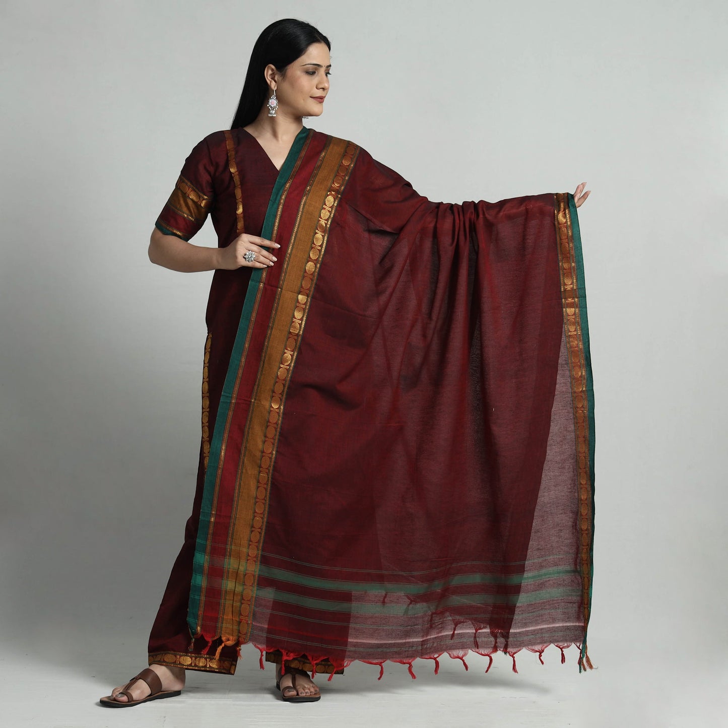 Buy Dharwad Cotton Kurta with Palazzo & Dupatta Set Online at iTokri.com