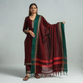 Maroon - dharwad cotton kurta with palazzo & dupatta set