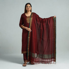 Maroon - dharwad cotton kurta with palazzo & dupatta set