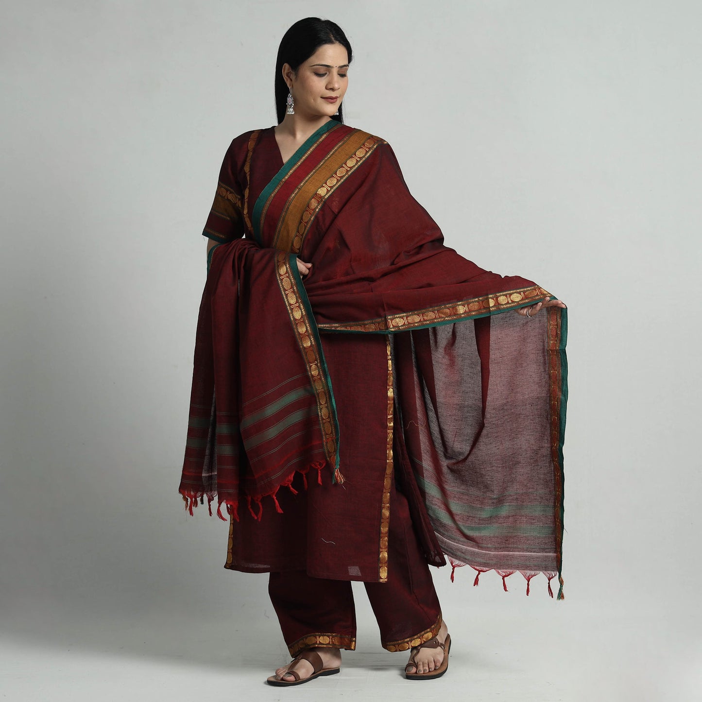 Buy Dharwad Cotton Kurta with Palazzo & Dupatta Set Online at iTokri.com