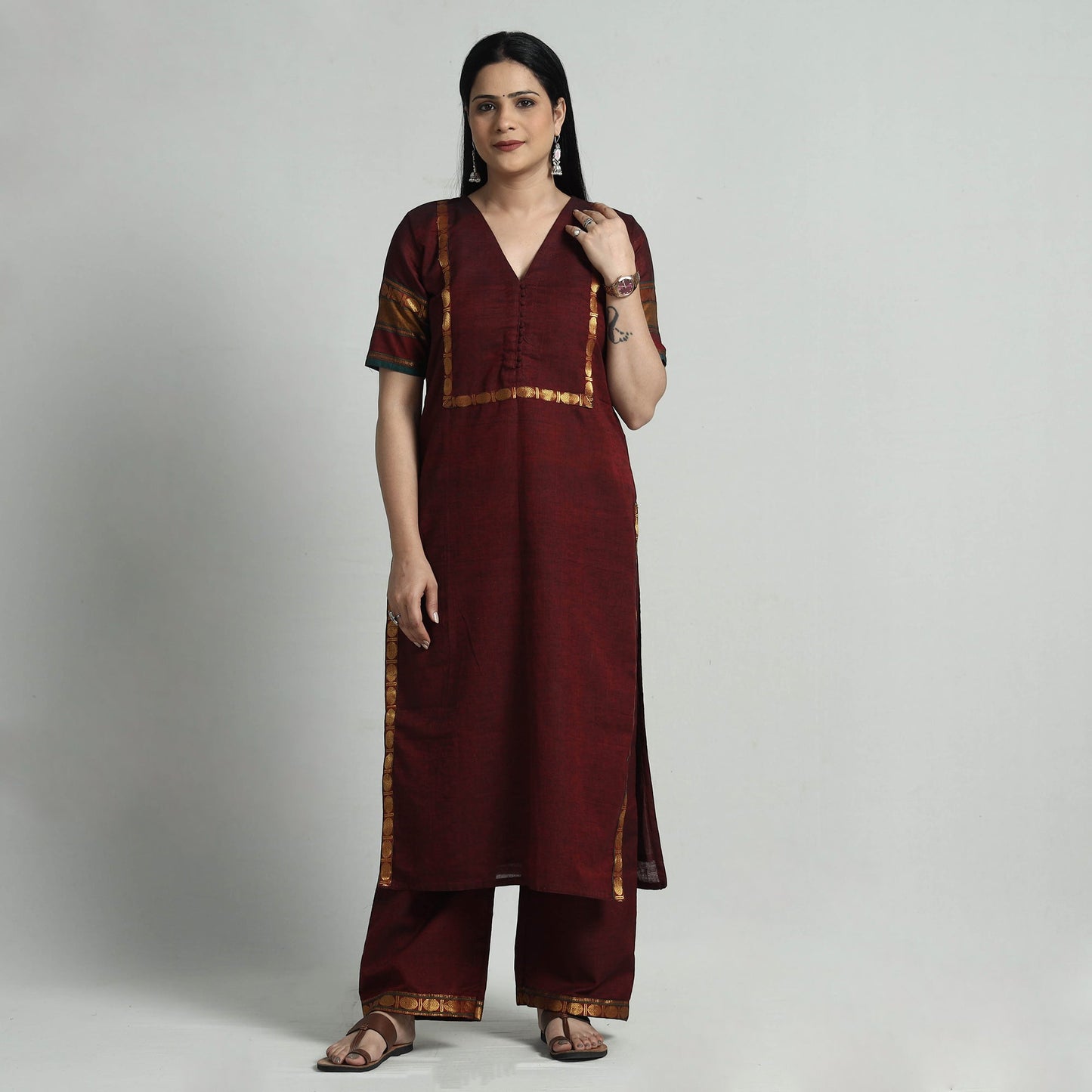 Buy Dharwad Cotton Kurta with Palazzo & Dupatta Set Online at iTokri.com