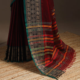 Dharwad cotton saree with border 02 - handcrafted