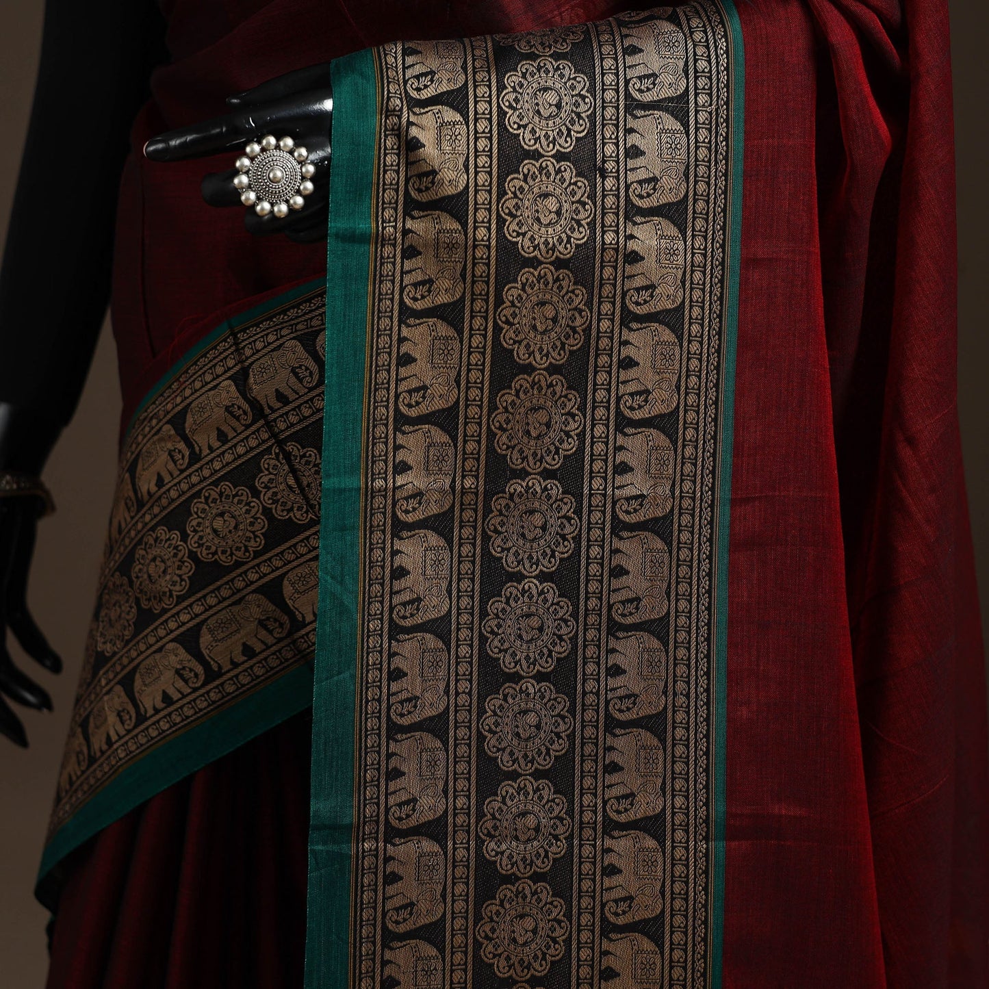 Dharwad cotton saree with border 02 - handcrafted