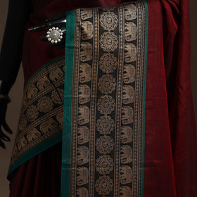 Dharwad cotton saree with border 02 - handcrafted