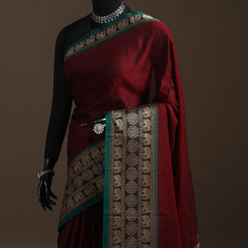 Dharwad cotton saree with border 02 - handcrafted