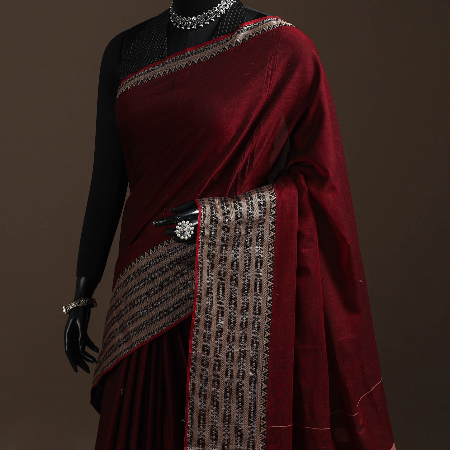 Dharwad cotton saree with border 06 - handcrafted