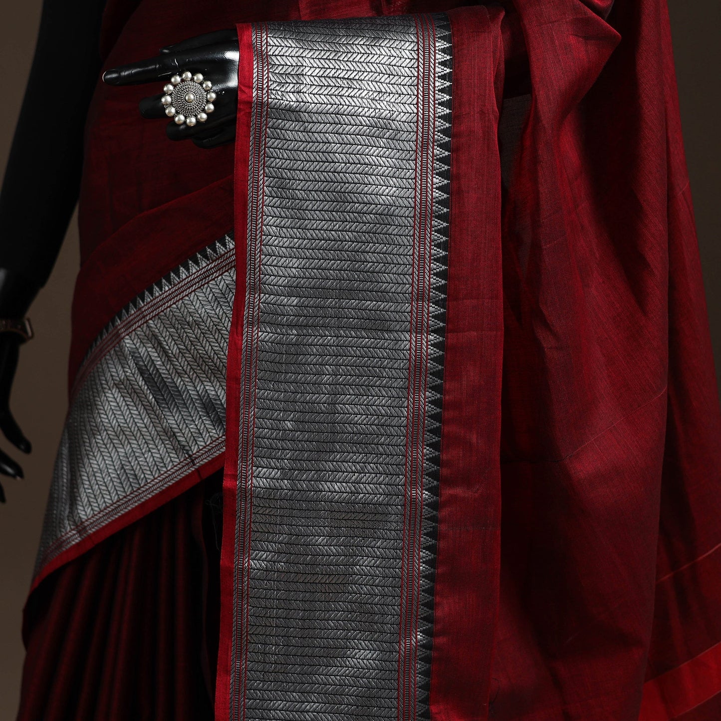 Dharwad cotton saree with border 14 - handcrafted