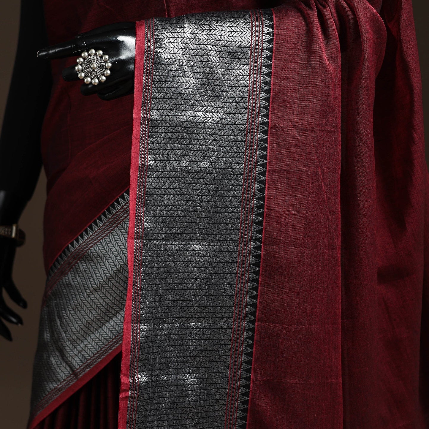 Dharwad cotton saree with border 15 - handcrafted