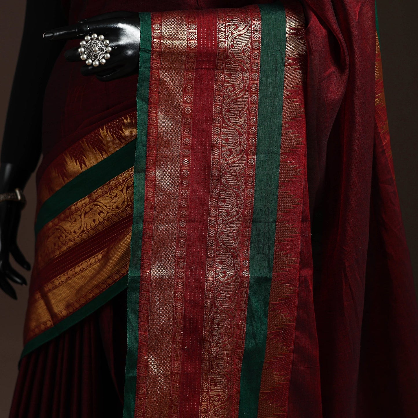 Dharwad cotton saree with border 17 - handcrafted