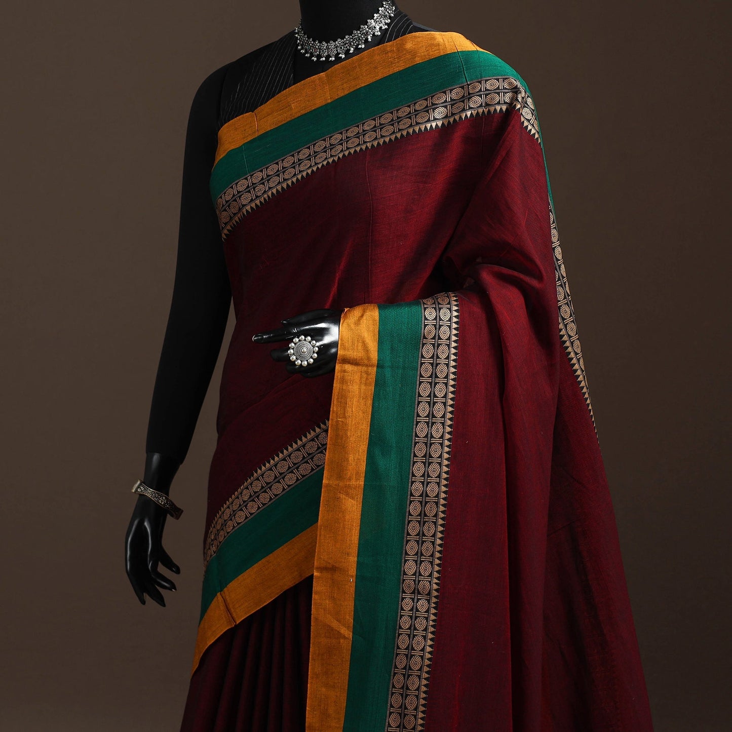 Dharwad cotton saree with border 30 - handcrafted