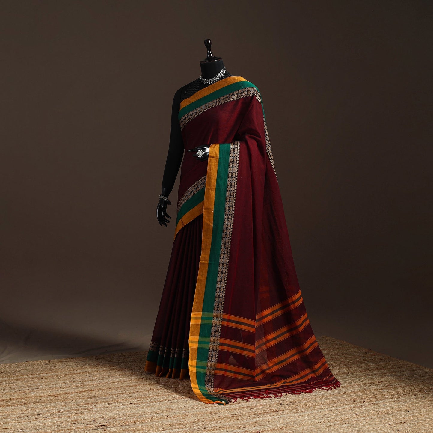 Dharwad cotton saree with border 30 - handcrafted