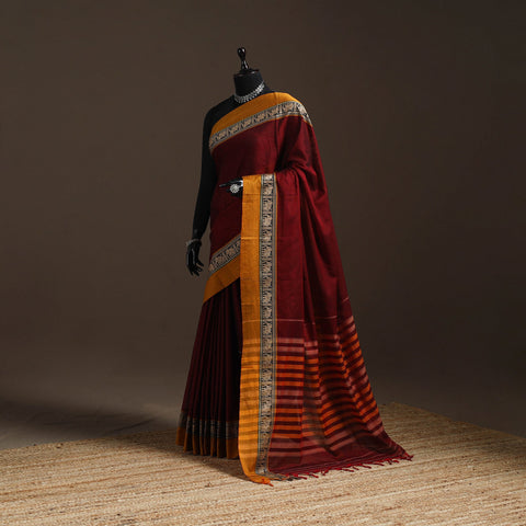 Dharwad cotton saree with border 33 - handcrafted