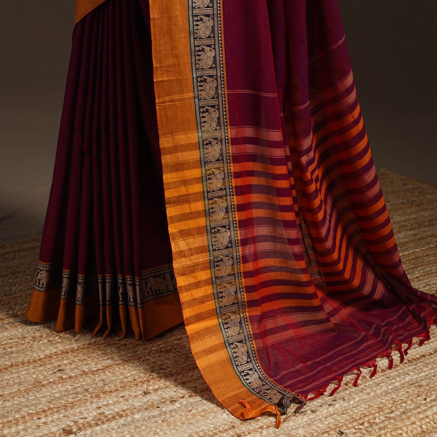 Dharwad cotton saree with border 35 - handcrafted