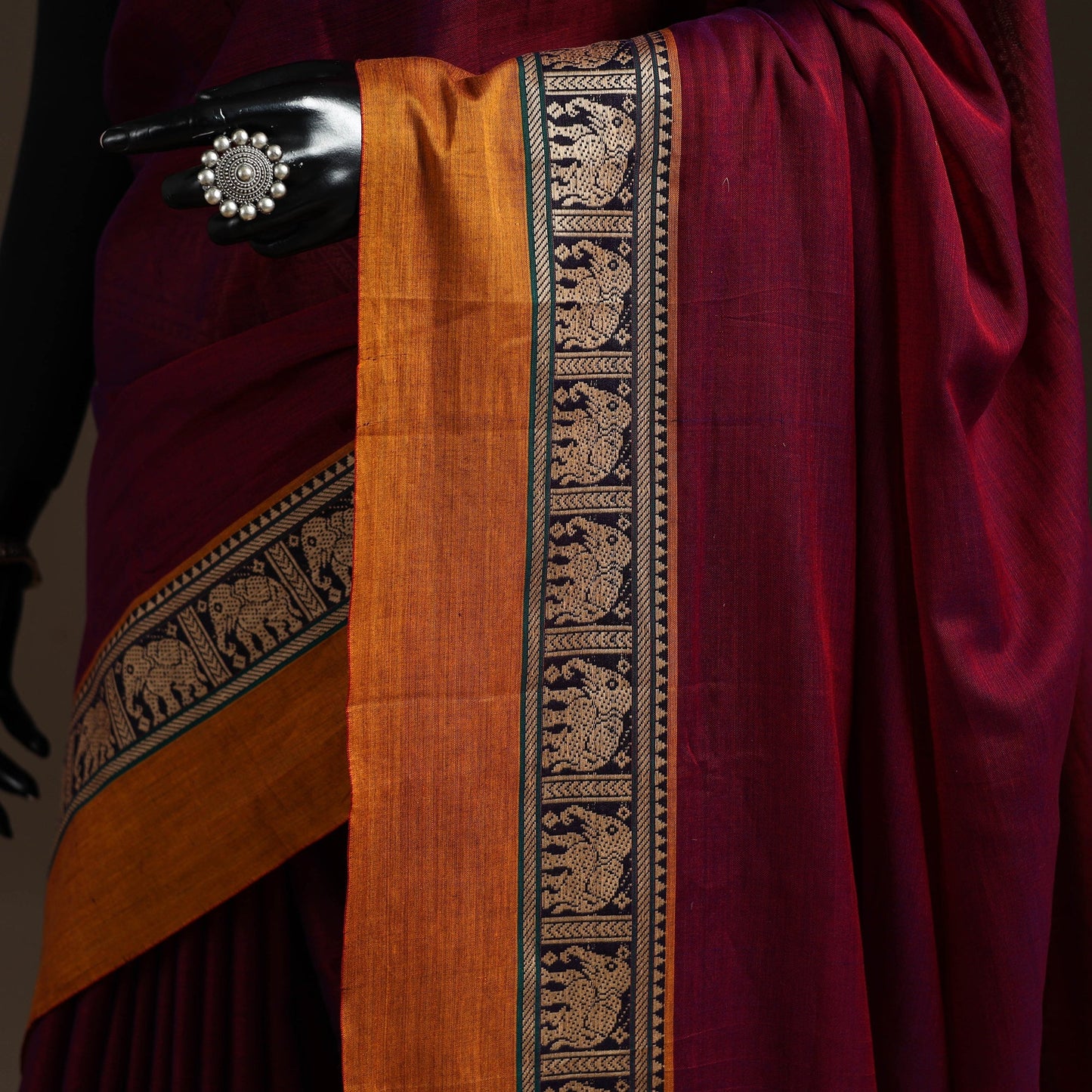 Dharwad cotton saree with border 35 - handcrafted