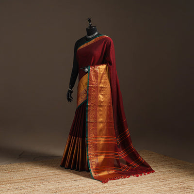 Dharwad cotton saree with border 47 - handcrafted