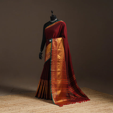 Dharwad cotton saree with border 47 - handcrafted