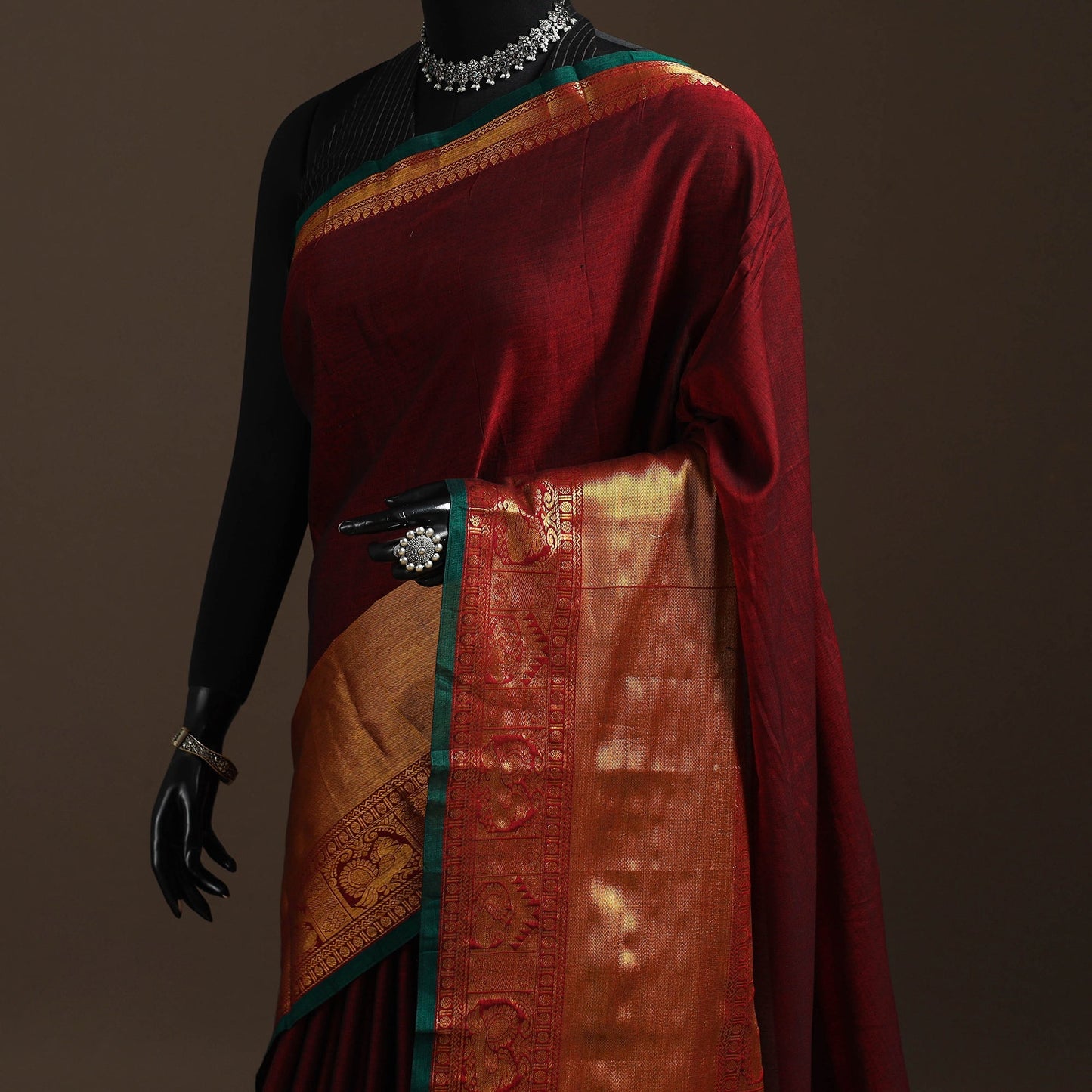 Dharwad cotton saree with border 47 - handcrafted