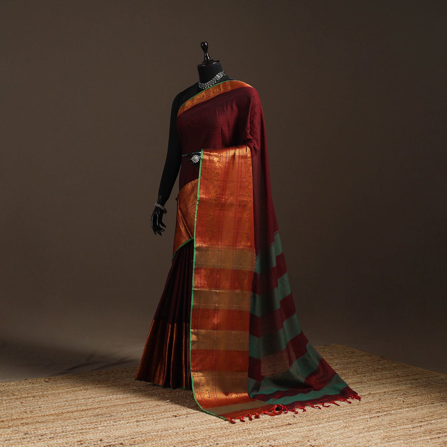 Dharwad cotton saree with border 50 - handcrafted