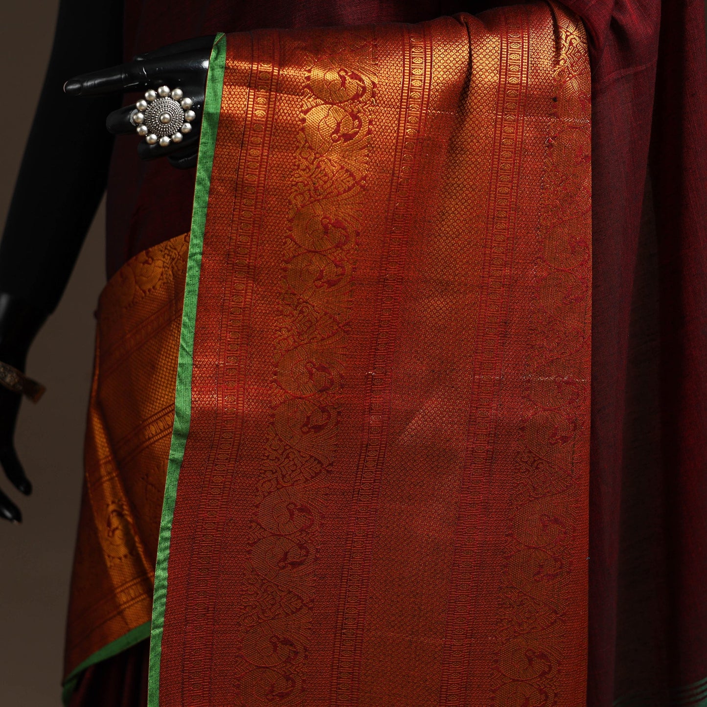 Dharwad cotton saree with border 50 - handcrafted