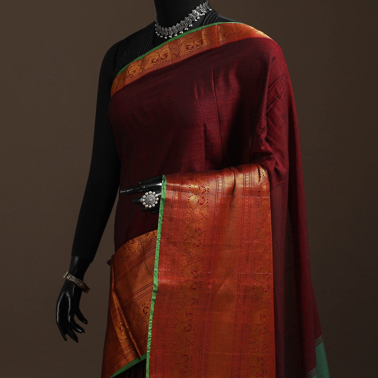 Dharwad cotton saree with border 50 - handcrafted