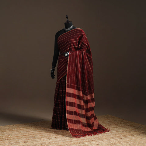 Dharwad cotton saree with thread stripes 07 - handcrafted