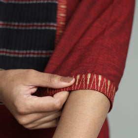 Maroon - dharwad cotton straight kurta with pintuck